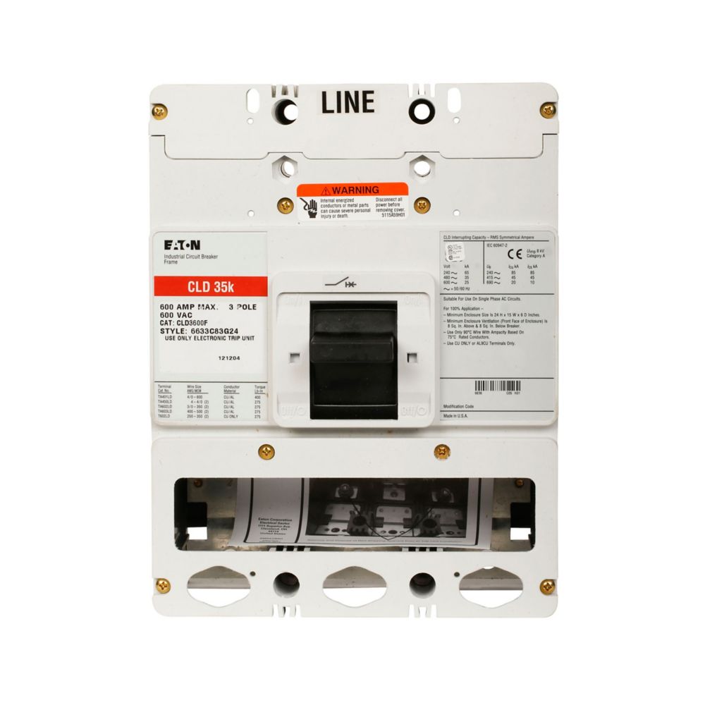 Eaton CHLD3600F Series C 600A 3-Pole Molded Case Circuit Breaker Frame Only