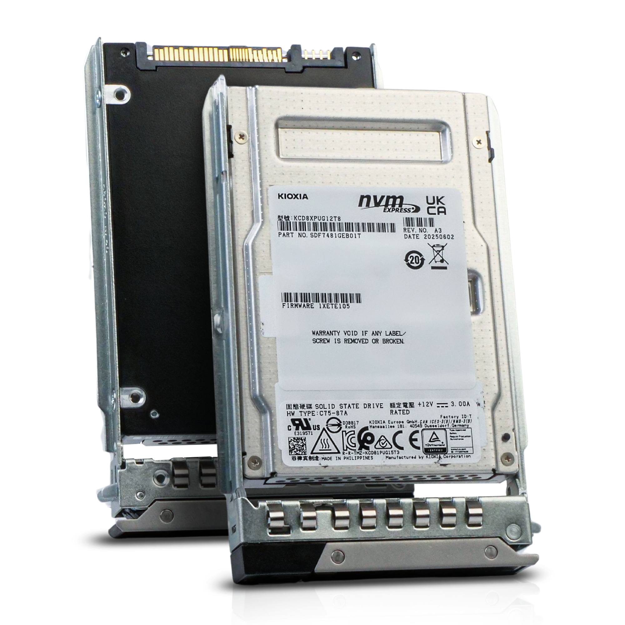 Kioxia CD8P-V KCD8XPUG12T8 12.8TB 3 DWPD PCIe Gen 5.0 x4 16GB/s 3D TLC U.3 NVMe 2.5in Mixed Use SSD in Dell G14 Tray