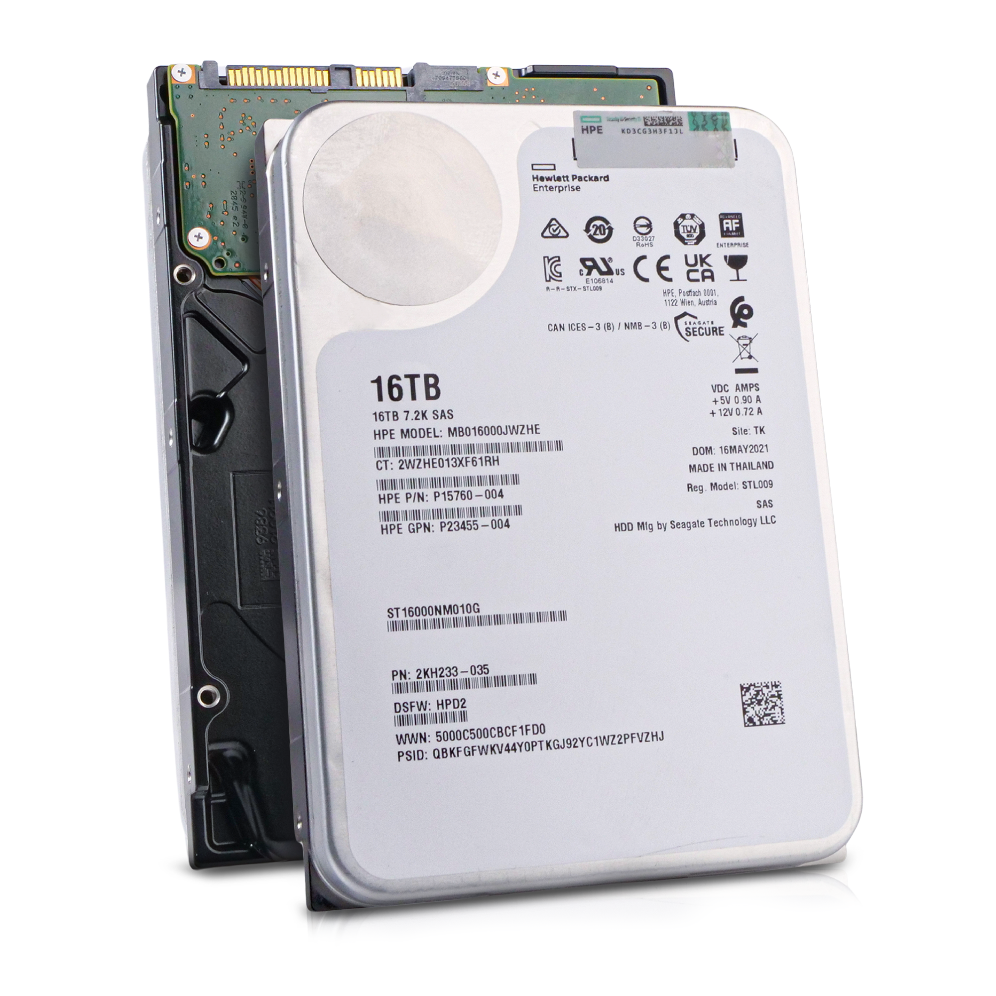 HP/Seagate Exos X16 ST16000NM010G 16TB 7.2K RPM SAS 12Gb/s 512e 256MB 3.5in Refurbished HDD