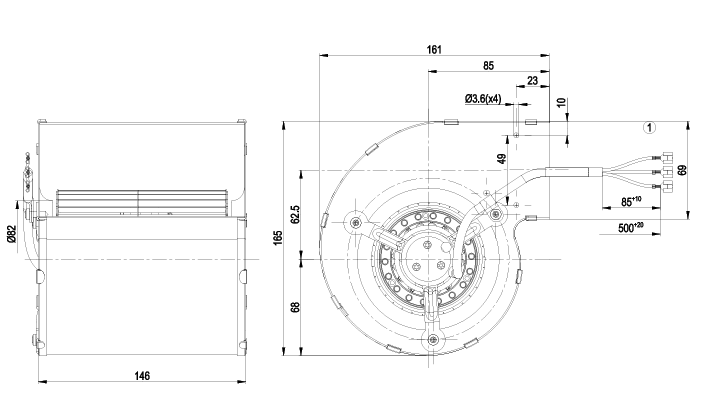 D2E097-BI52-A4 ebm-papst Blowers & Centrifugal Fans AC Centrifugal Blower