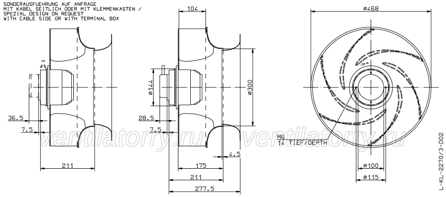 Brand new RH45G-6EK.4F.2R ZIEHL-ABEGG centrifugal fan 1-230V 50HZ