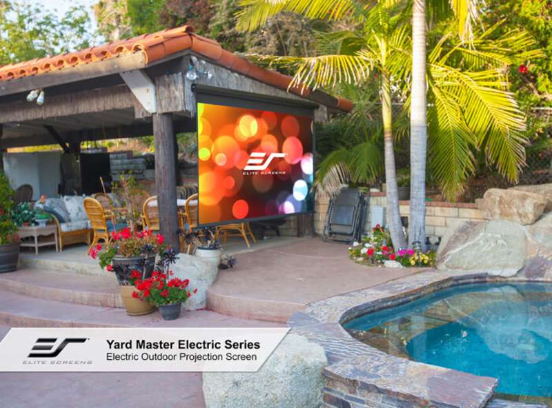 Elite Screens Yard Master Electric Series, 165-inch Diag., 16:9 Electric Screen, MaxWhite Material