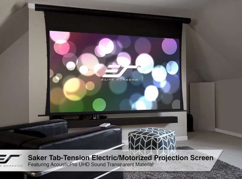 Elite Screens Saker Tab-Tension AcousticPro UHD Series, 180-inch Diag., 16:9 Electric Screen