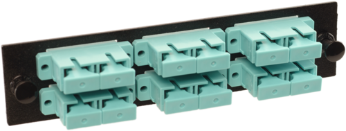 SC Duplex 6 Pack (Multimode - 10 Gig Loaded) Aqua Adapters, Beige Color