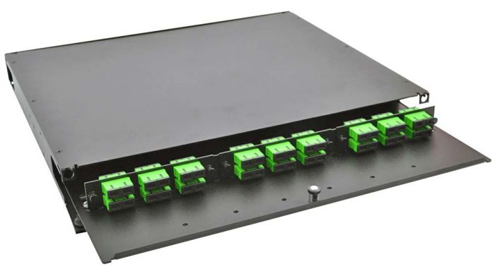 1RU Rack Mount Enclosure 3 SC/APC Plates & Splice Trays – Black