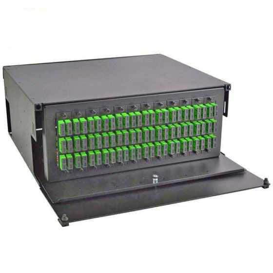 4RU Rack Mount Enclosure 12 SC/APC Plates, Splice Trays & Pigtails - Black