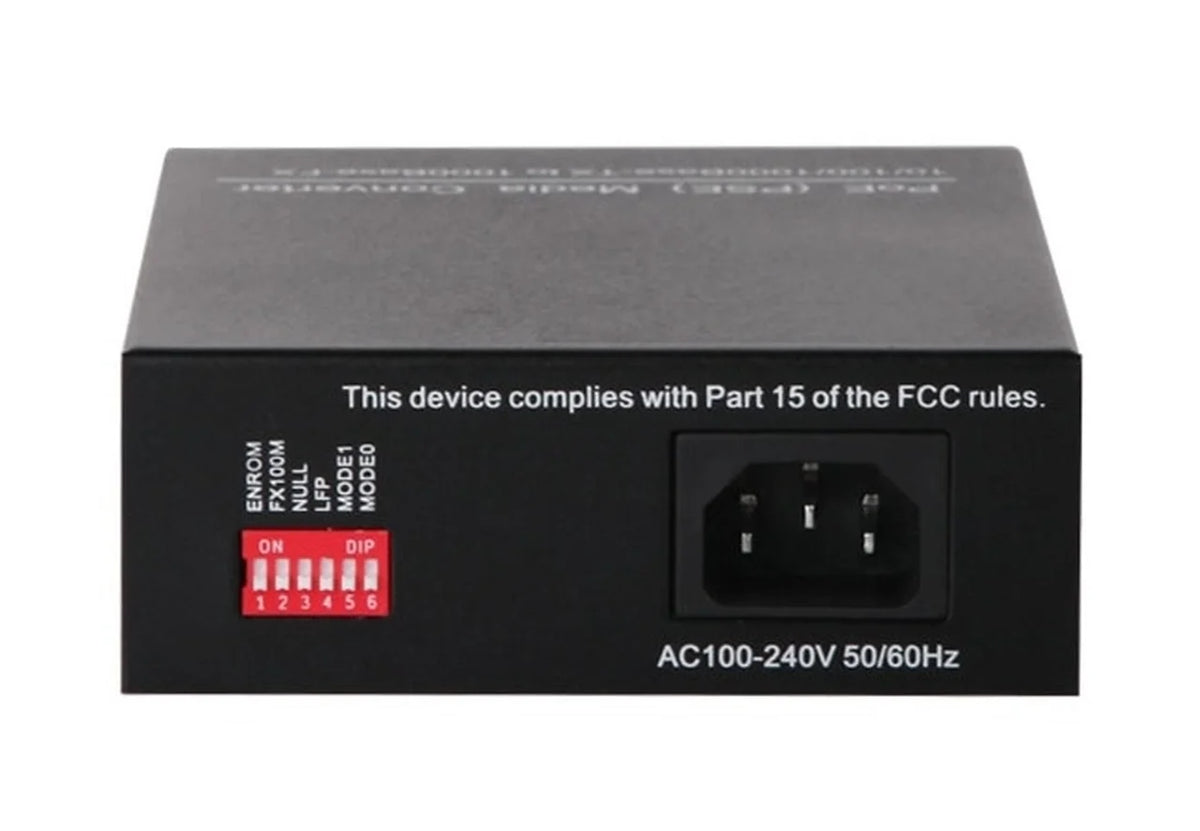 FC-1001-PSE Gigabit Ethernet 10/100/1000BaseTx to SFP slot fiber media converter with PoE+ 30W PSE, AC direct input