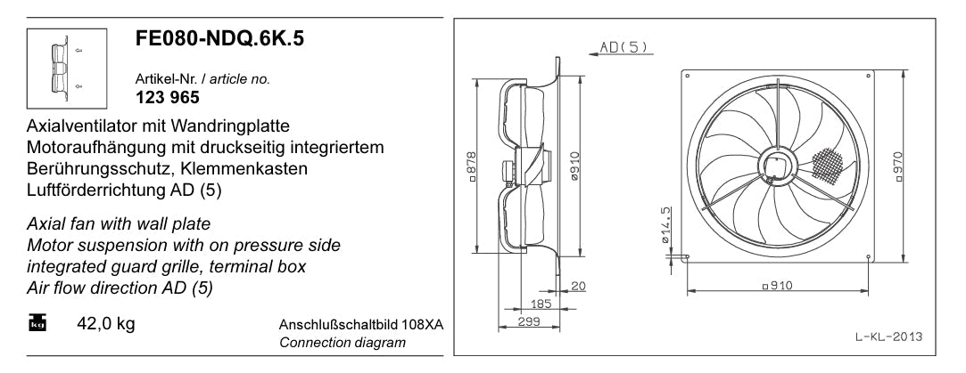 FE080-NDQ.6K.5 ZIEHL-ABEGG Axial Fan