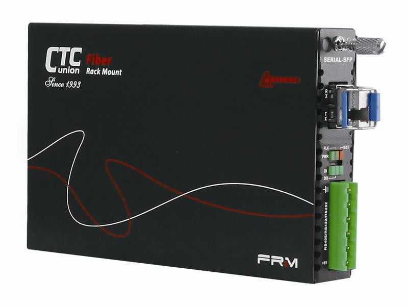 (FRM220-SERIAL-SFP) RS-232, RS-485, RS-422 fiber media converter, managed, with SFP slot and AC adapter