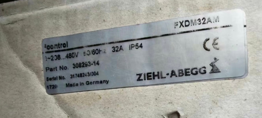 FXDM32AM, 308293-14 3~480V 4.10kW 32A ZIEHL-ABEGG Fcontrol