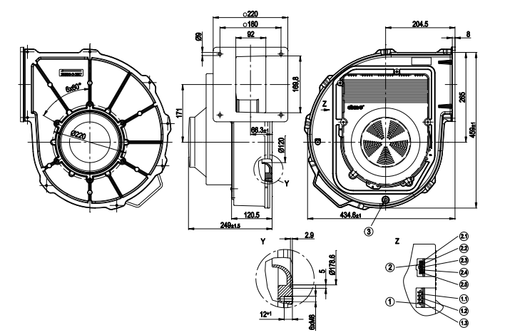 G3G250-GN04-01 Ebmpapst Fan 4500 rpm 4.8A