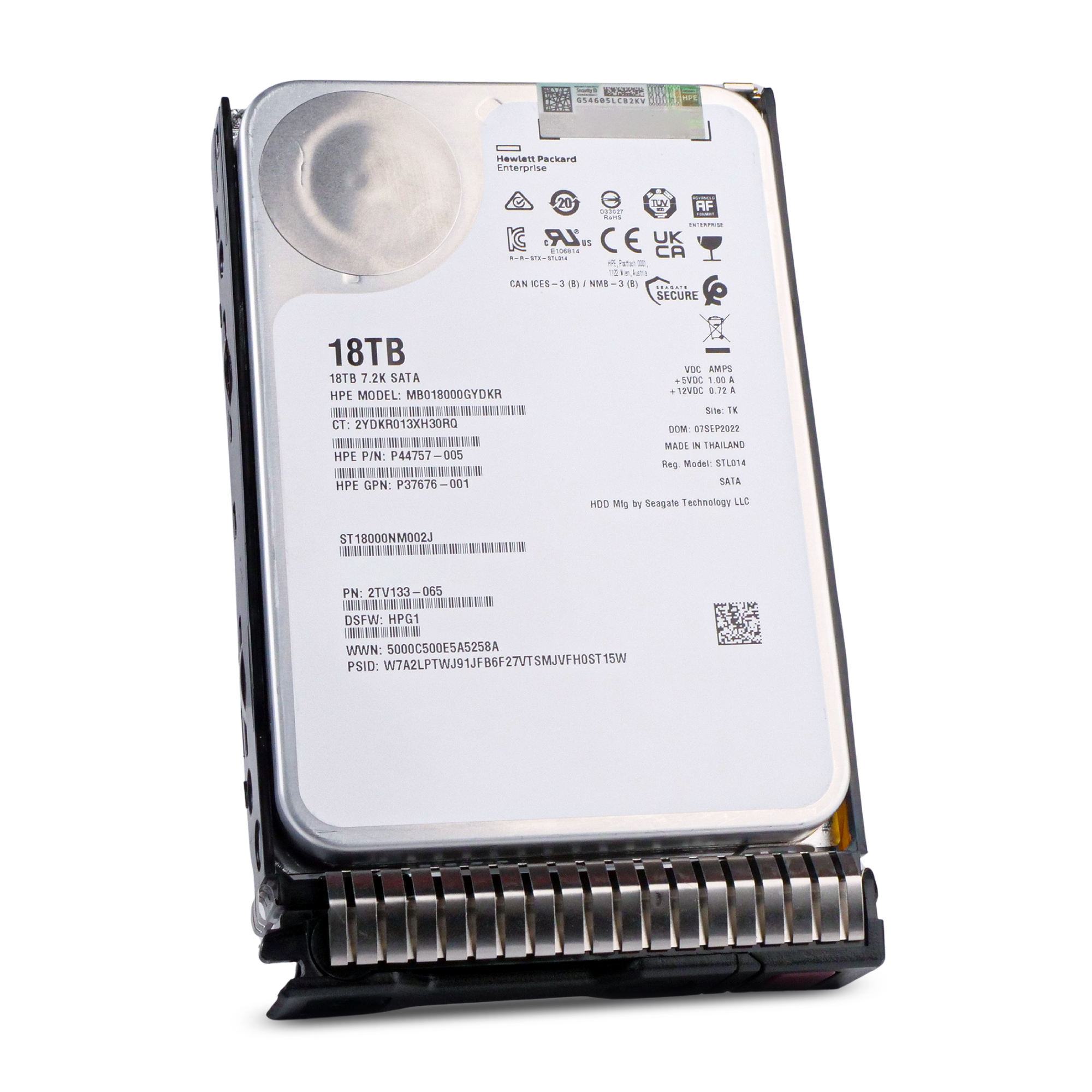 HP Generation 8 MB018000GYDKR P44757-005 18TB 7.2K RPM SATA 6Gb/s 512e 256MB 3.5in HDD