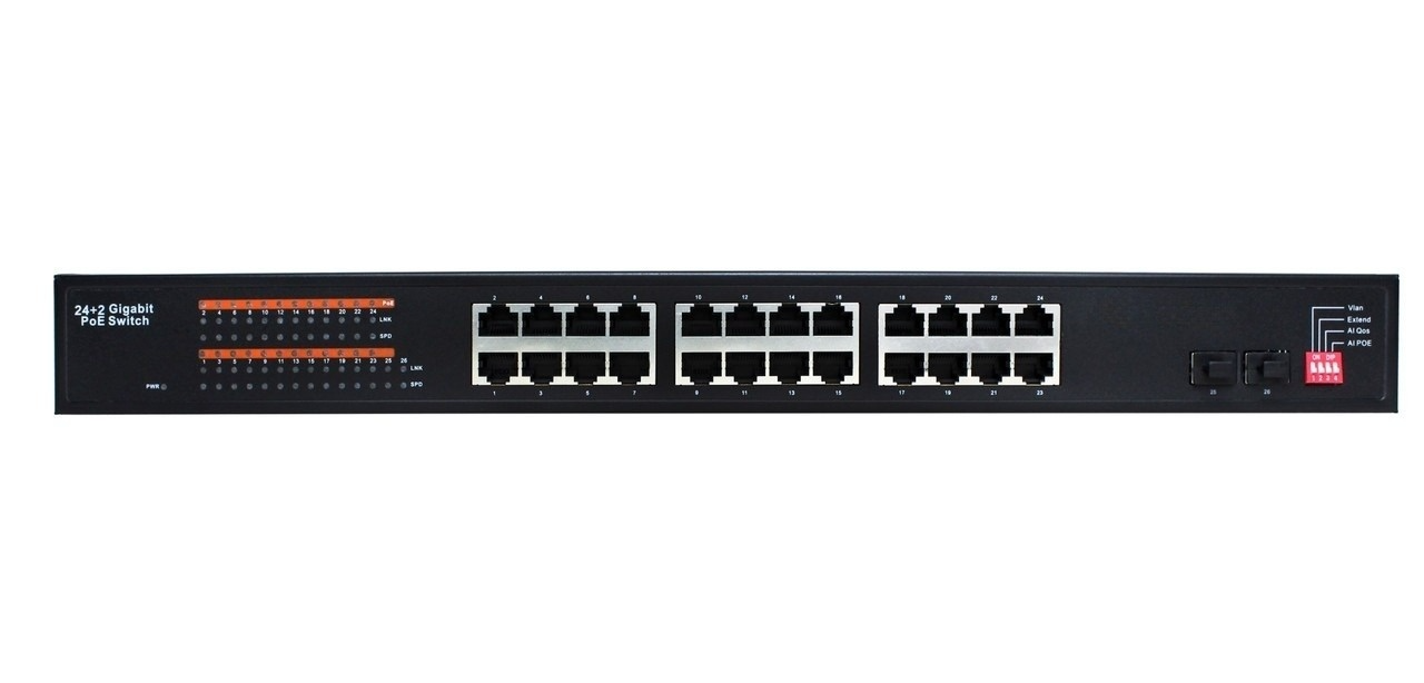 GES-2402A-PSE Gigabit Ethernet 24+2 Gigabit ports high power POE switch (350W budget)