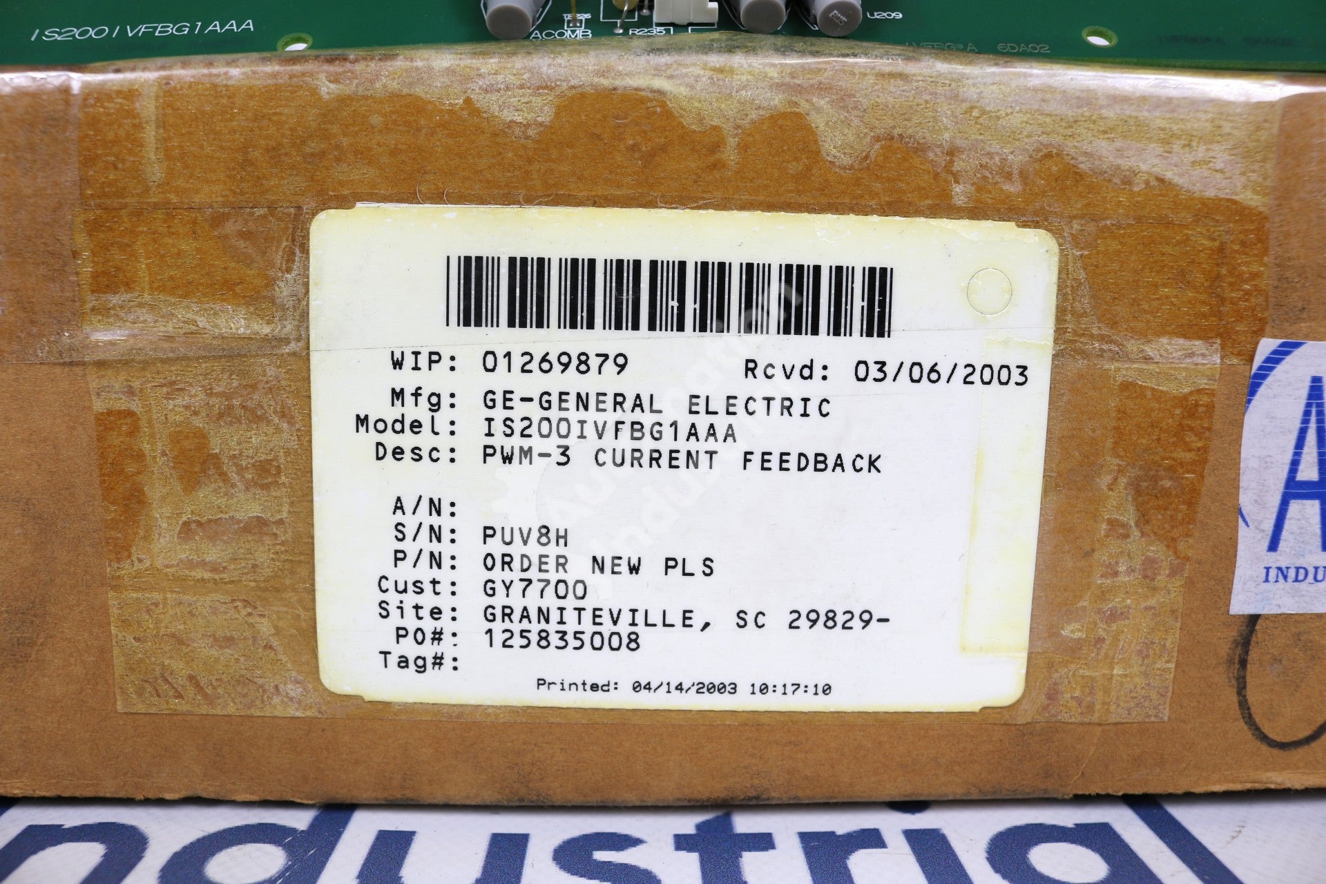 IS200IVFBG1A by GE IS200IVFBG1AAA Mark VI IS200 New Surplus Factory Package