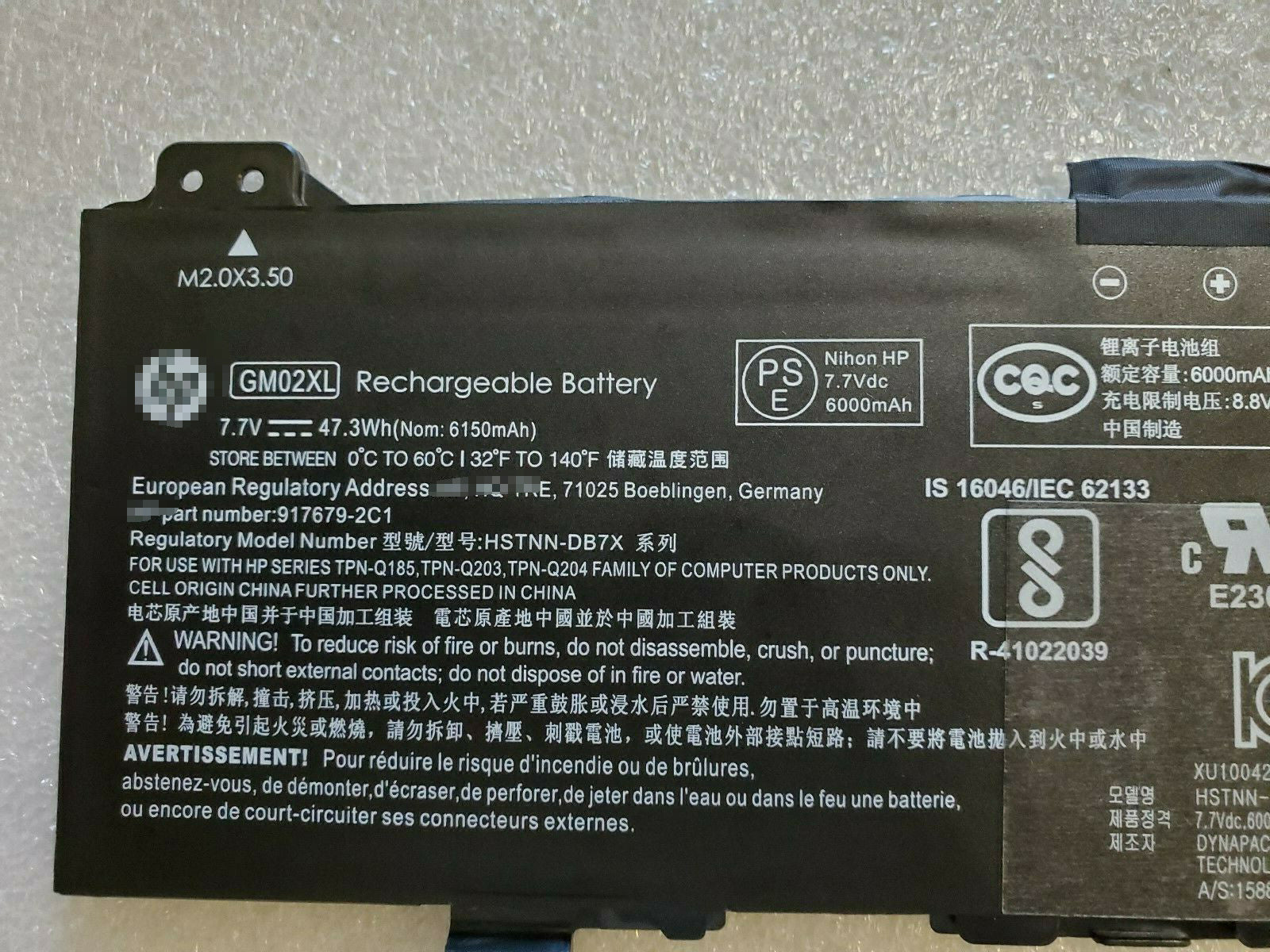GM02XL 47.3Wh Battery for Hp Chromebook 14 G5 Chromebook X360 11 G1