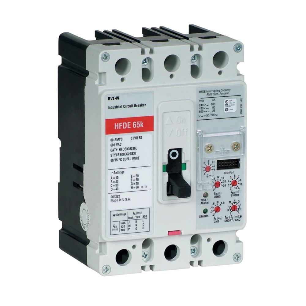 Eaton HFDE308036 Series C 80A 3-Pole Electronic Molded Case Circuit Breaker