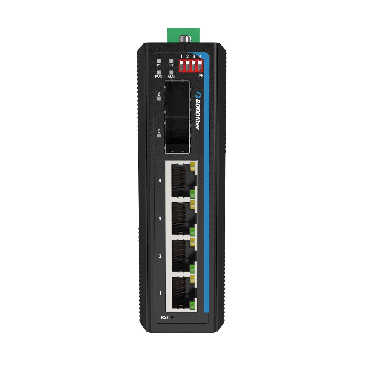 HGW-402LM-PSE - 4x RJ45 + 2x SFP ports Gigabit Ethernet Managed PoE Industrial fiber switch 120W total power, DIN rail mount, -40 to +75 Celsius