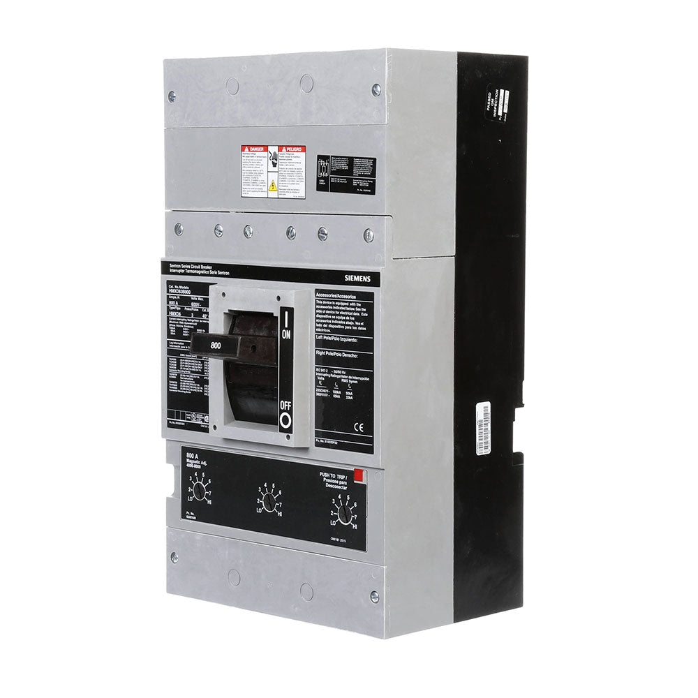 Siemens HMXD63B800 Sentron Molded Case Circuit Breaker 800A 3-Pole 600VAC Bolt-On