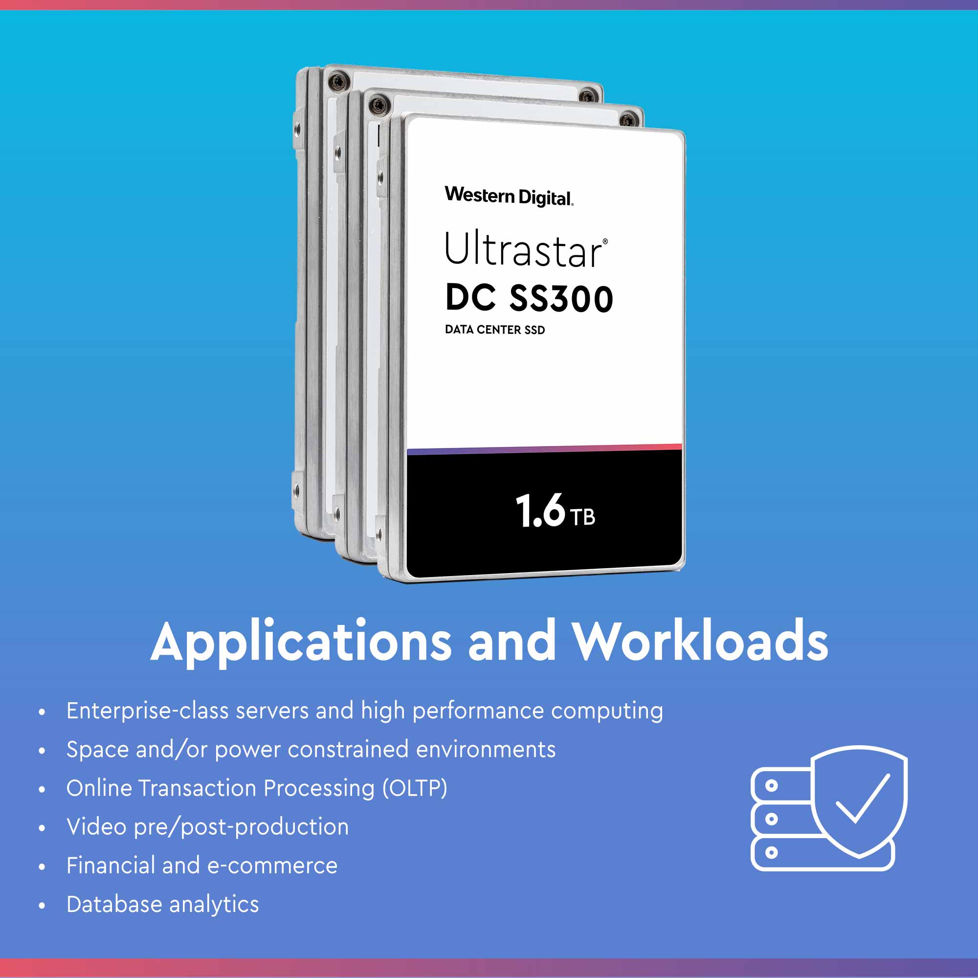 Western Digital DC SS300 HUSMM3216ASS204 1.6TB SAS 12Gb/s 512e 2.5in Recertified Solid State Drive