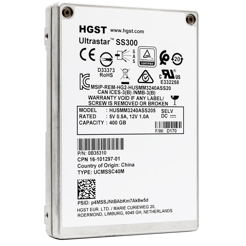 Western Digital Ultrastar DC SS300 HUSMM3240ASS205 400GB SAS 12Gb/s TCG-FIPS 2.5in Refurbished SSD