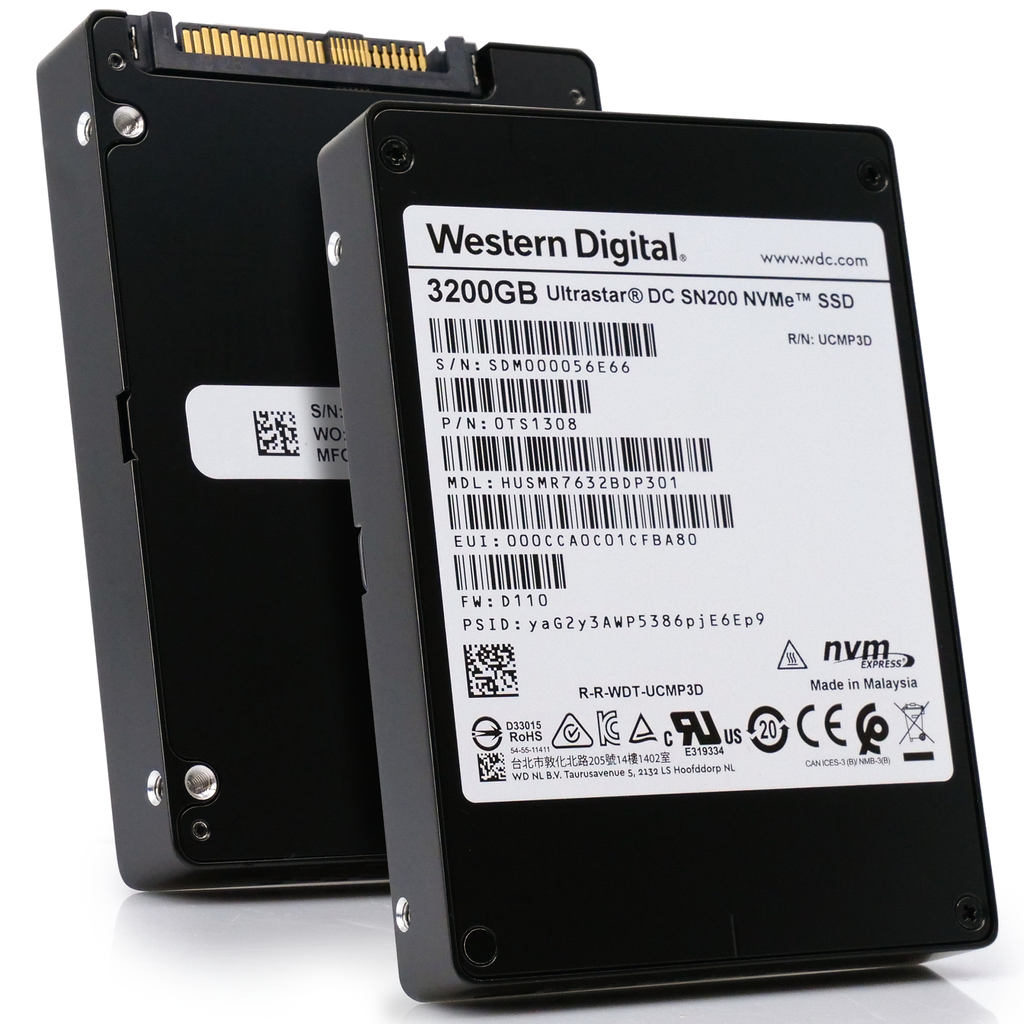 Western Digital/HGST Ultrastar DC SN200 HUSMR7632BDP301 3.2TB PCIe Gen 3.0 x4 4GB/s NVMe 2.5in Recertified Solid State Drive