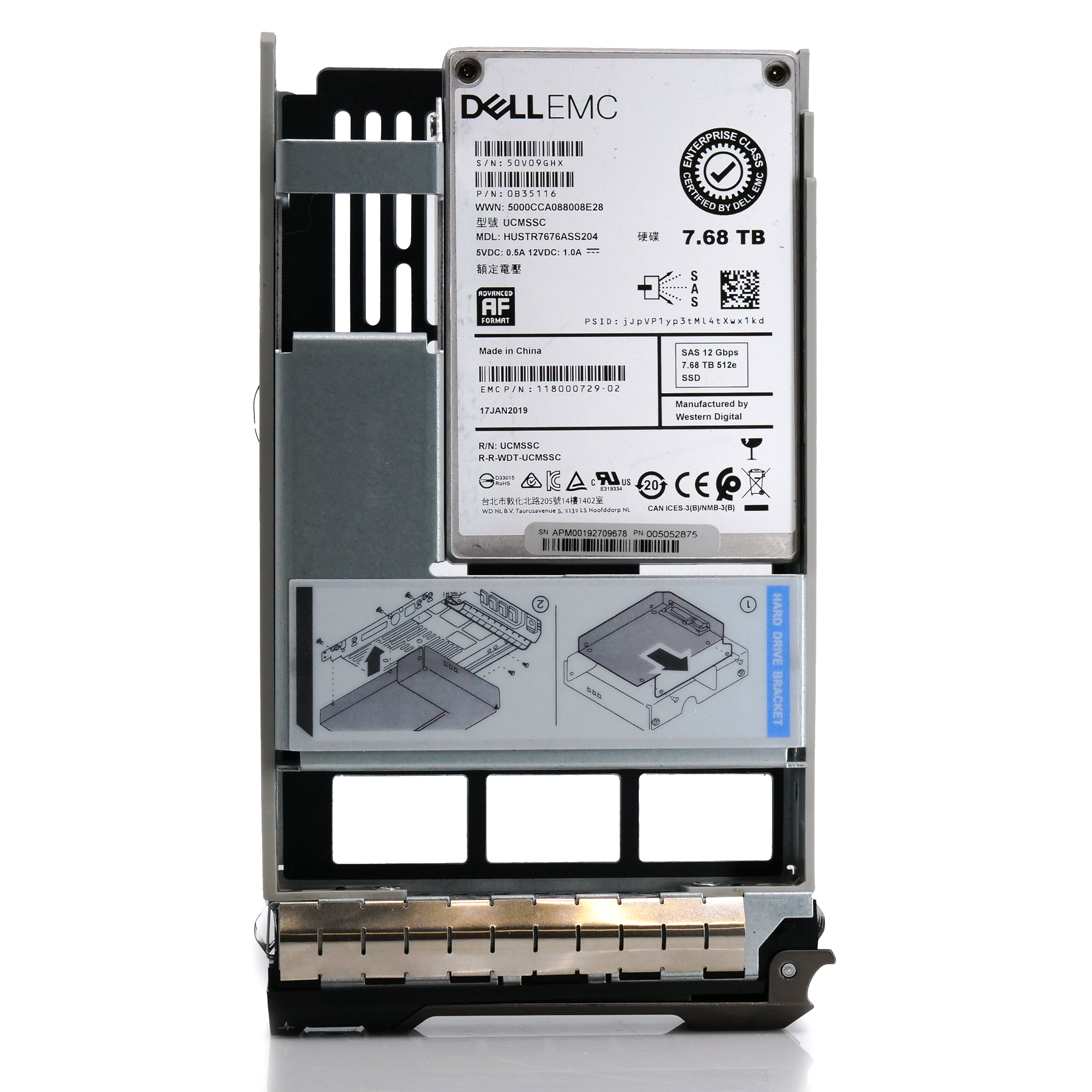Dell EMC G13 HUSTR7676ASS204 0B35116 7.68TB SAS 12Gb/s 512e 1DWPD Read Intensive 3.5in Refurbished SSD