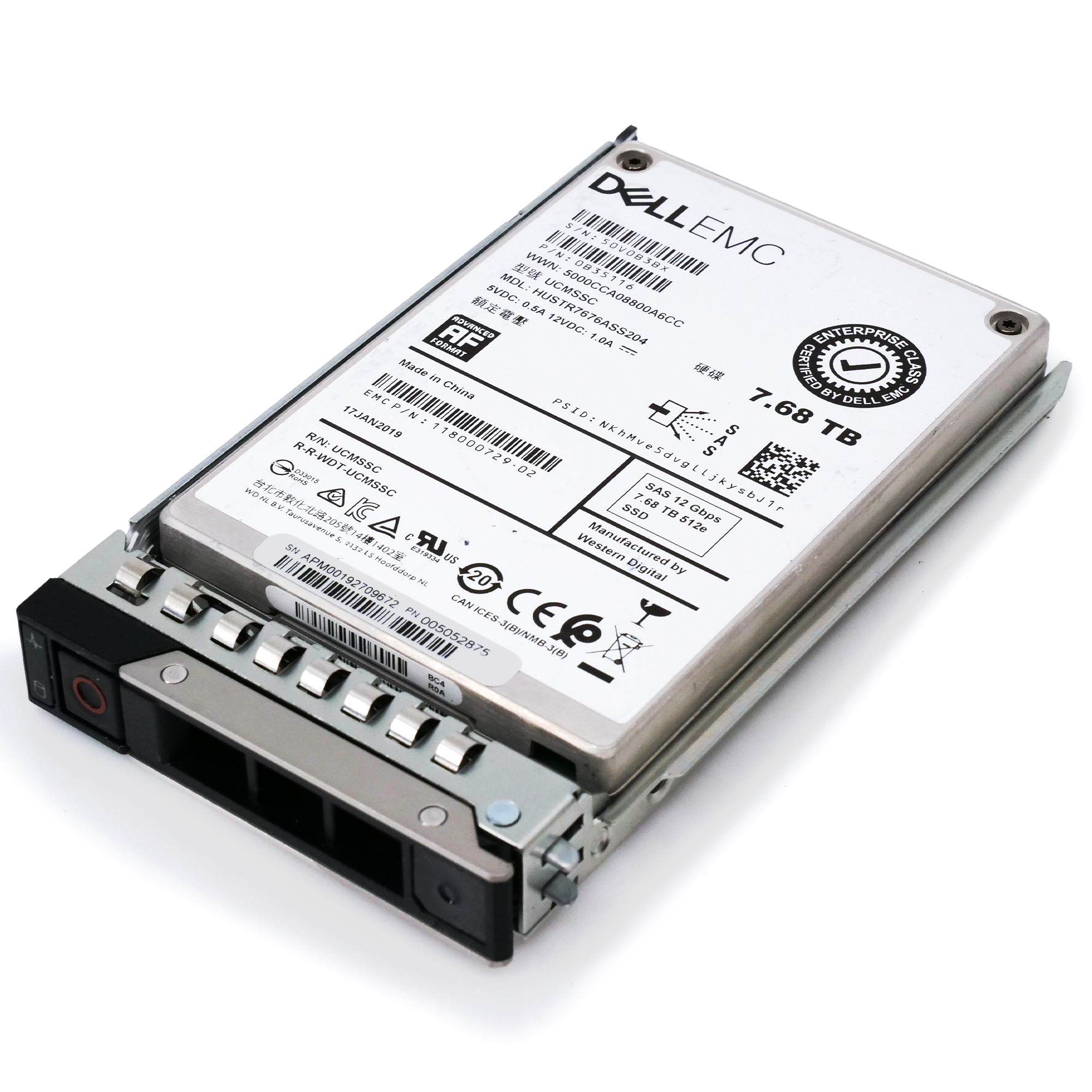 Dell EMC G14 HUSTR7676ASS204 0B35116 7.68TB SAS 12Gb/s 512e 1DWPD Read Intensive 2.5in Solid State Drive