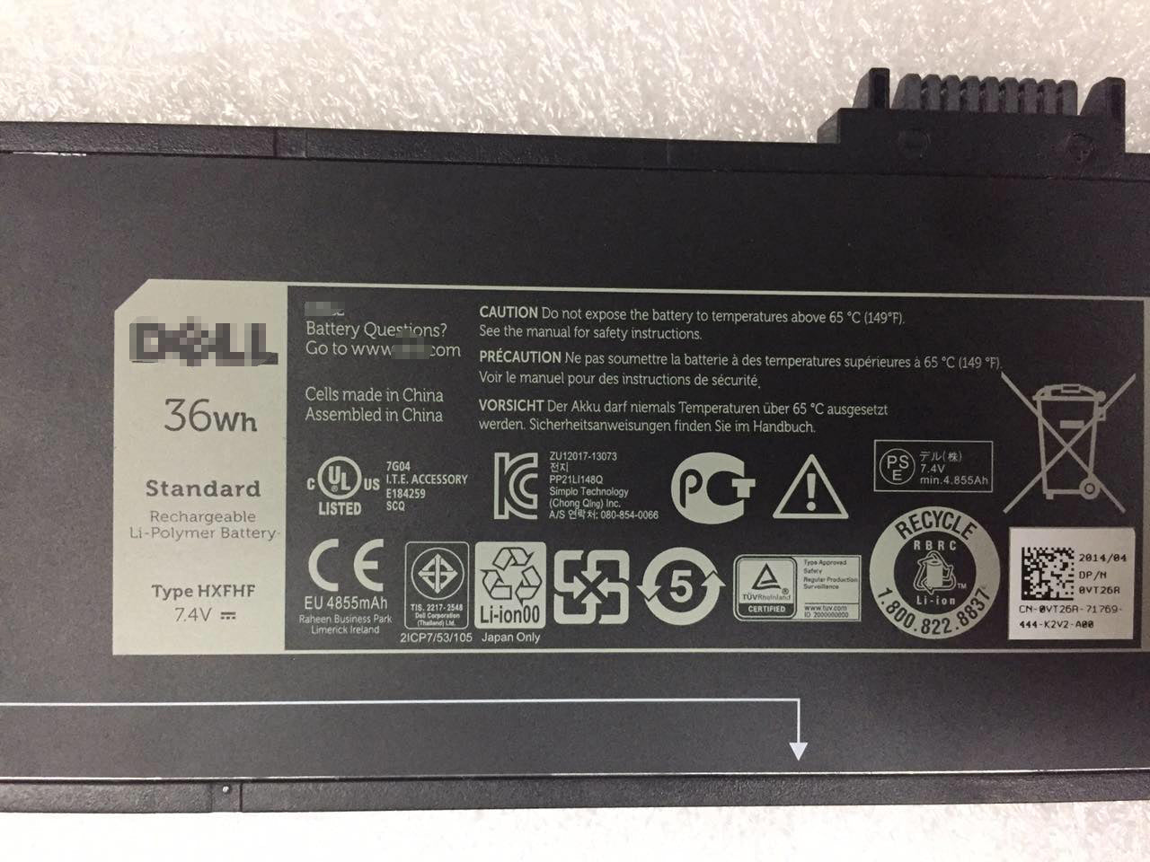 Dell Venue 11 Pro 7130 7139 7310 7140 HXFHF VT26R VJF0X Battery