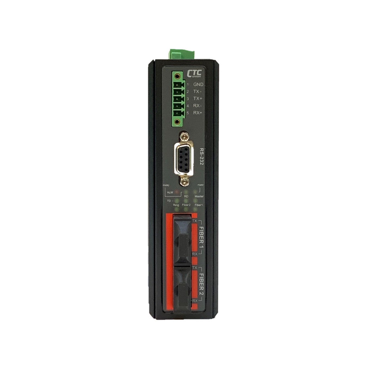 IFC-FDC-E-SC002 - RS-232, RS-485, RS-422 over daisy chain dual port multimode fiber industrial media converter, 2Km, 2.5kV isolation, -40-75 Celsius