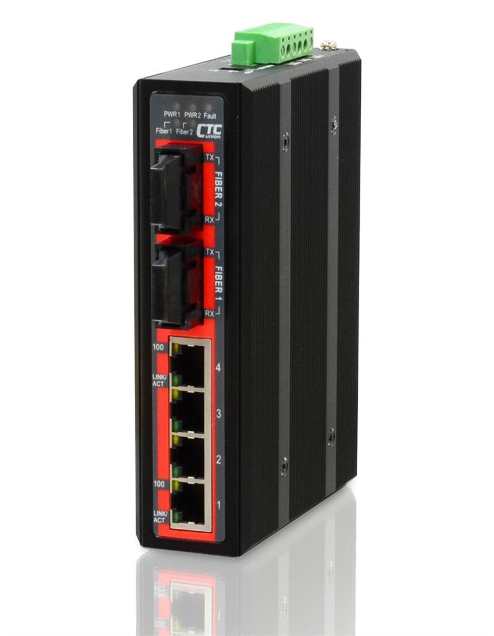 IFS-402F-E-SC030 - 4+2 port Fast Ethernet Industrial singlemode 30Km fiber switch, DIN rail mount, extreme temperature
