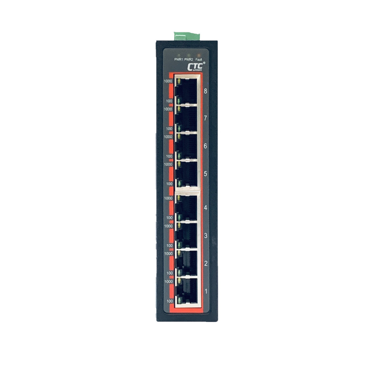IGS-800-E - 8 port 10/100/1000Base-TX Gigabit Ethernet Industrial switch, -40 to 75 Celsius, DIN rail mount
