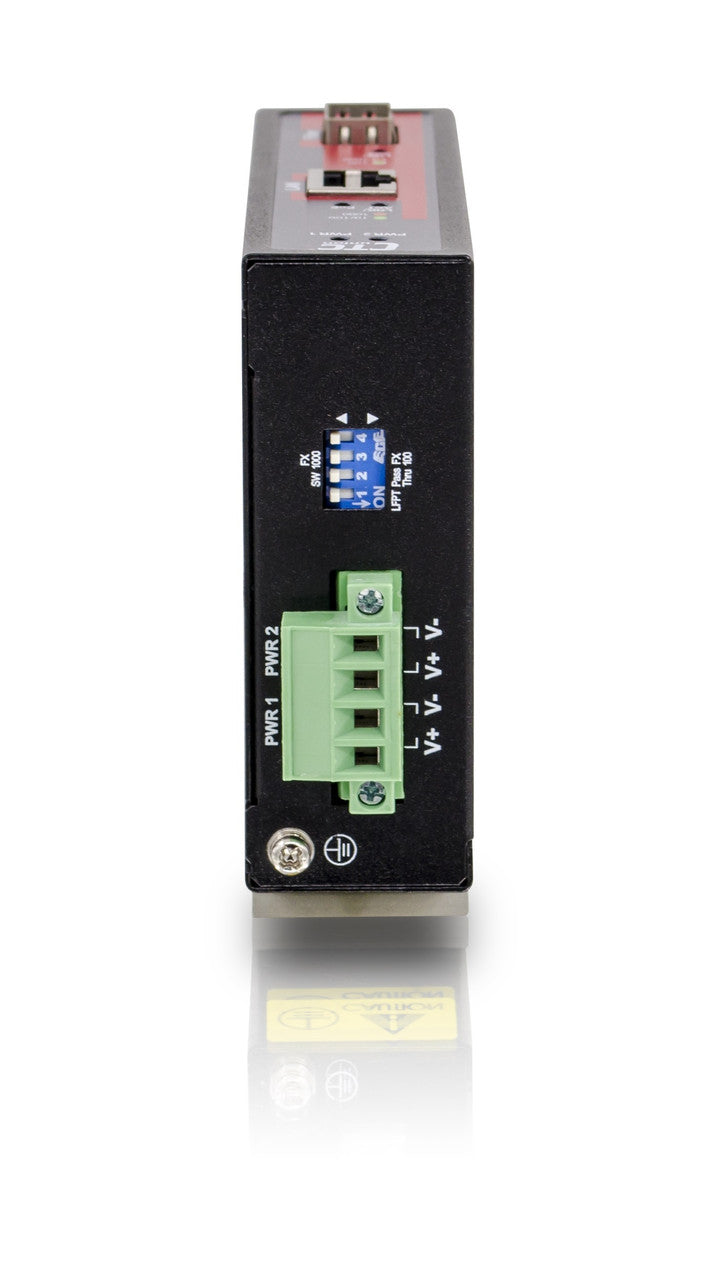 IMC-1000S-PBE - Gigabit Ethernet to SFP slot industrial fiber media converter with PoE++ 90W output (IEEE 802.3bt support), -20-75 Celsius