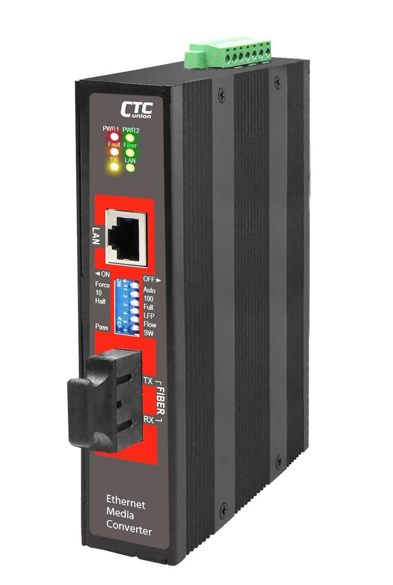 IMC-100-PD-SC030 - Fast Ethernet singlemode fiber industrial media converter PoE powered , -10-60 Celsius