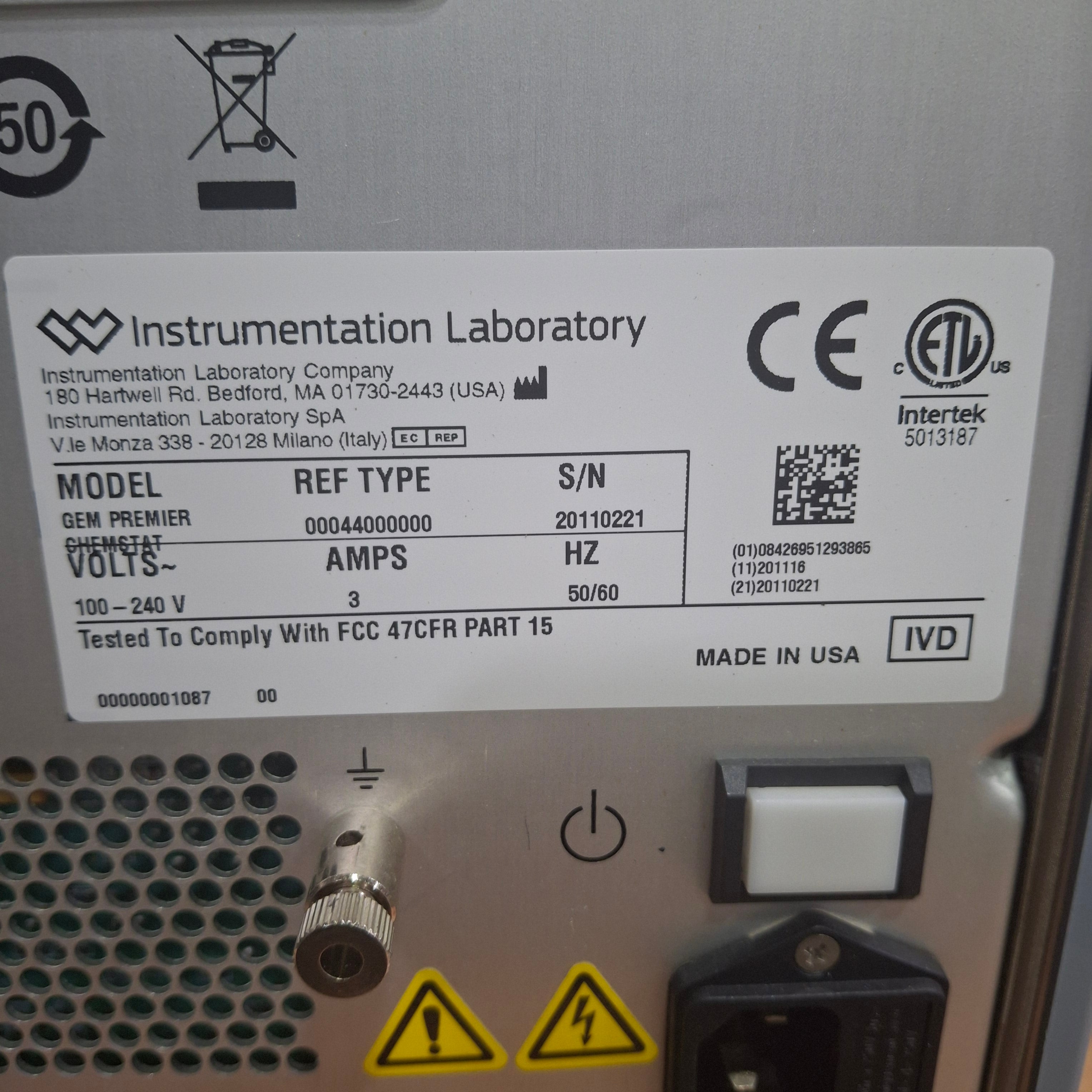 Instrumentation Laboratory Company Gem Premier ChemSTAT Metabolic Panel Analyzer