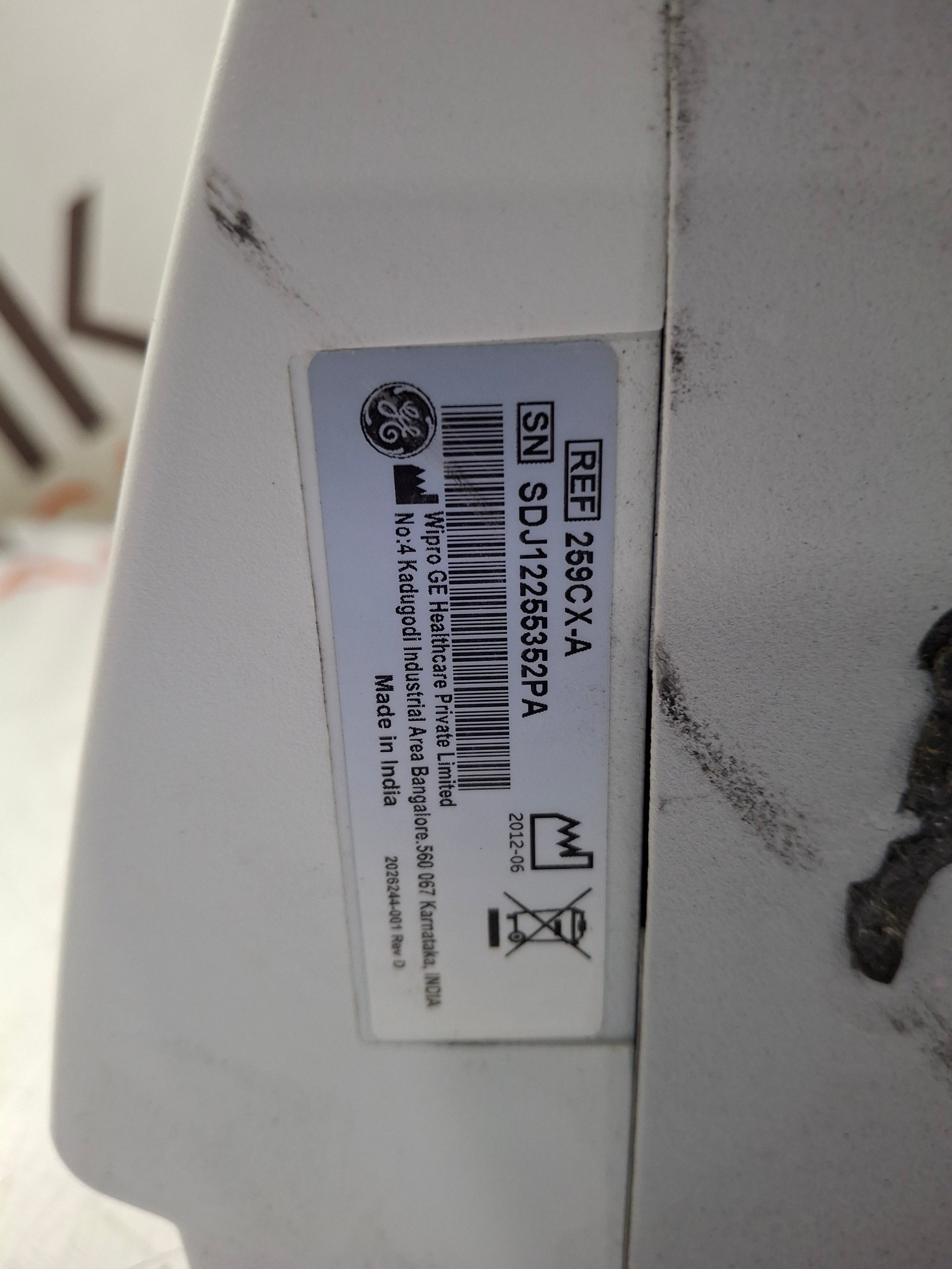 GE Healthcare Corometrics 250cx Series Model 259cx-a Fetal Monitor