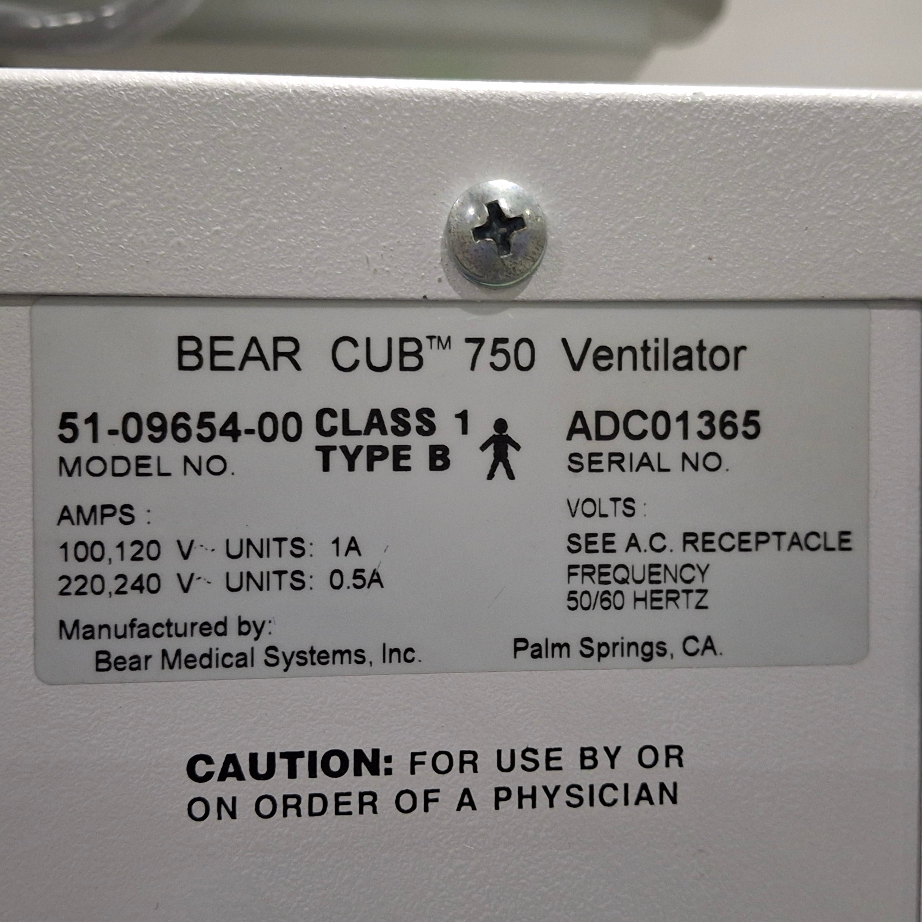 Bear Medical Systems Type B Bear Cub 750 Ventilator