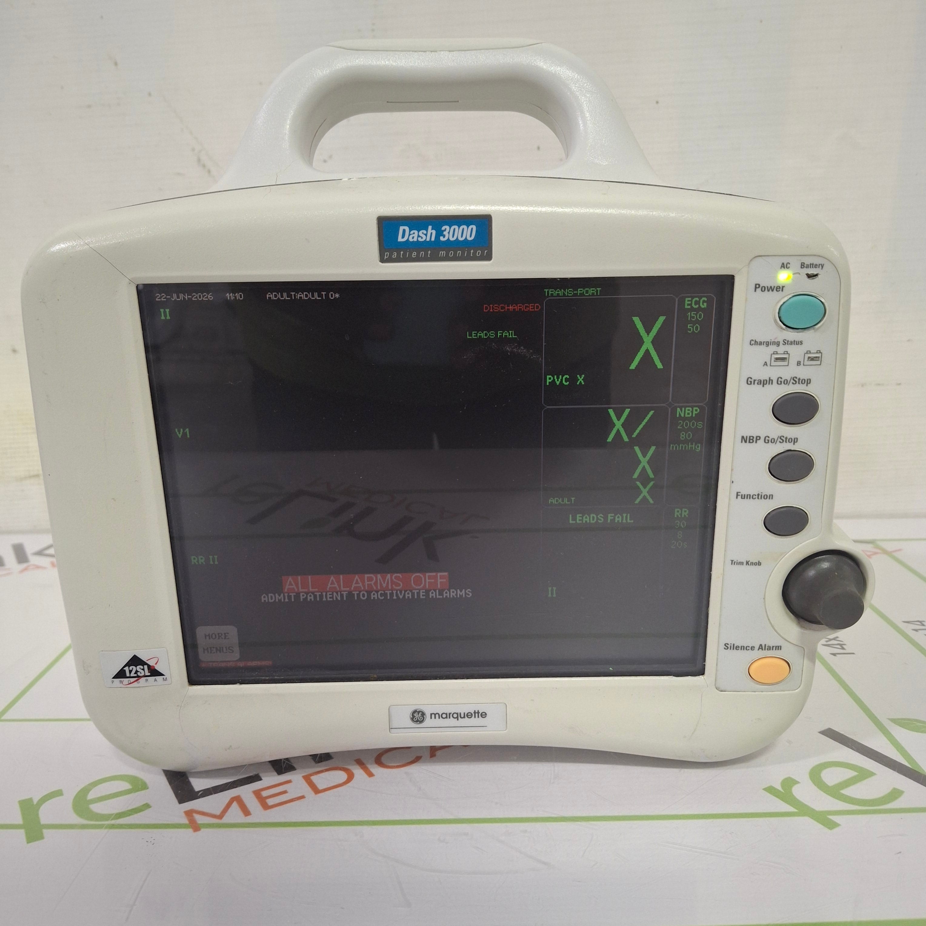 GE Healthcare Dash 3000 - GE/Nellcor SpO2 Patient Monitor