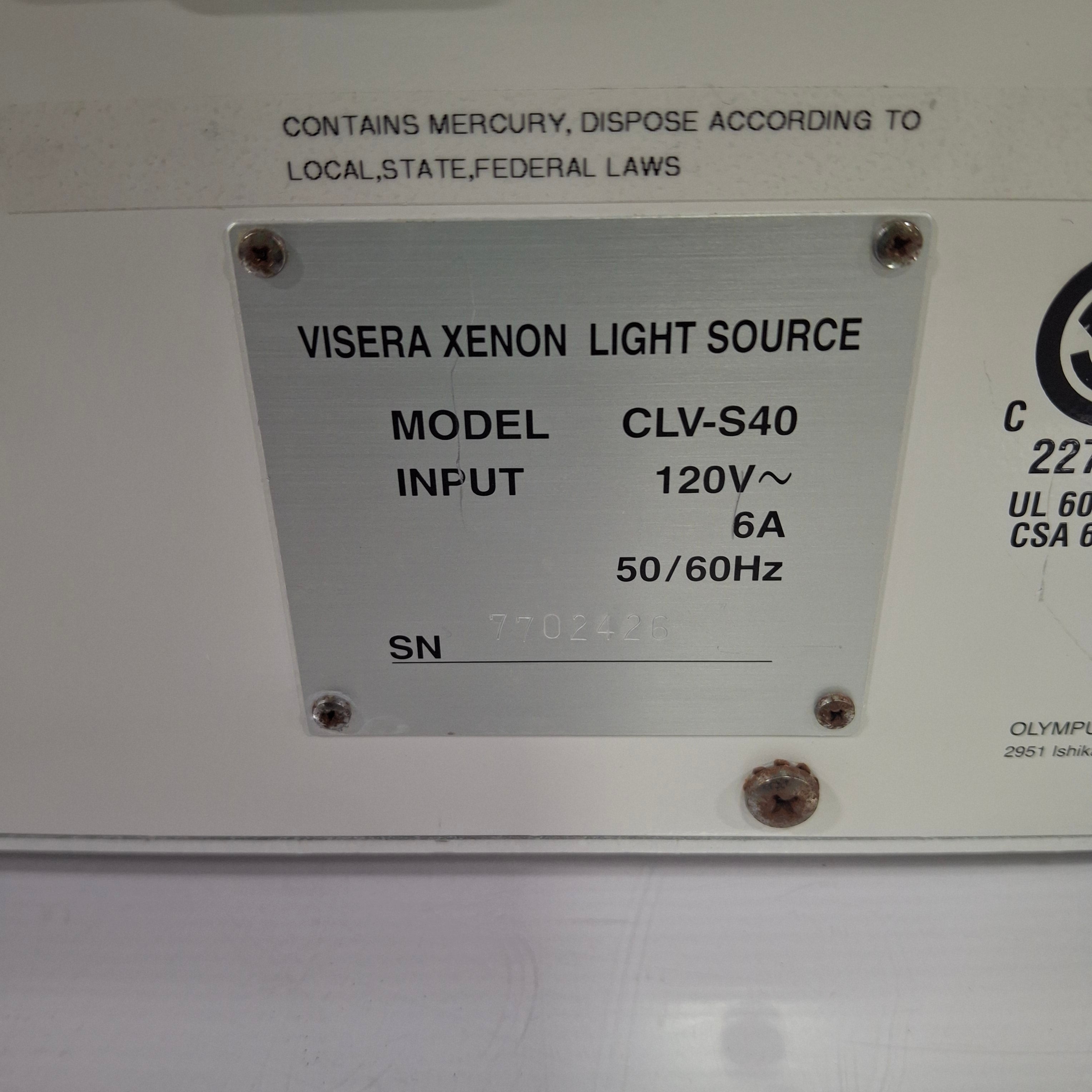 Olympus Visera CLV-S40 Light Source