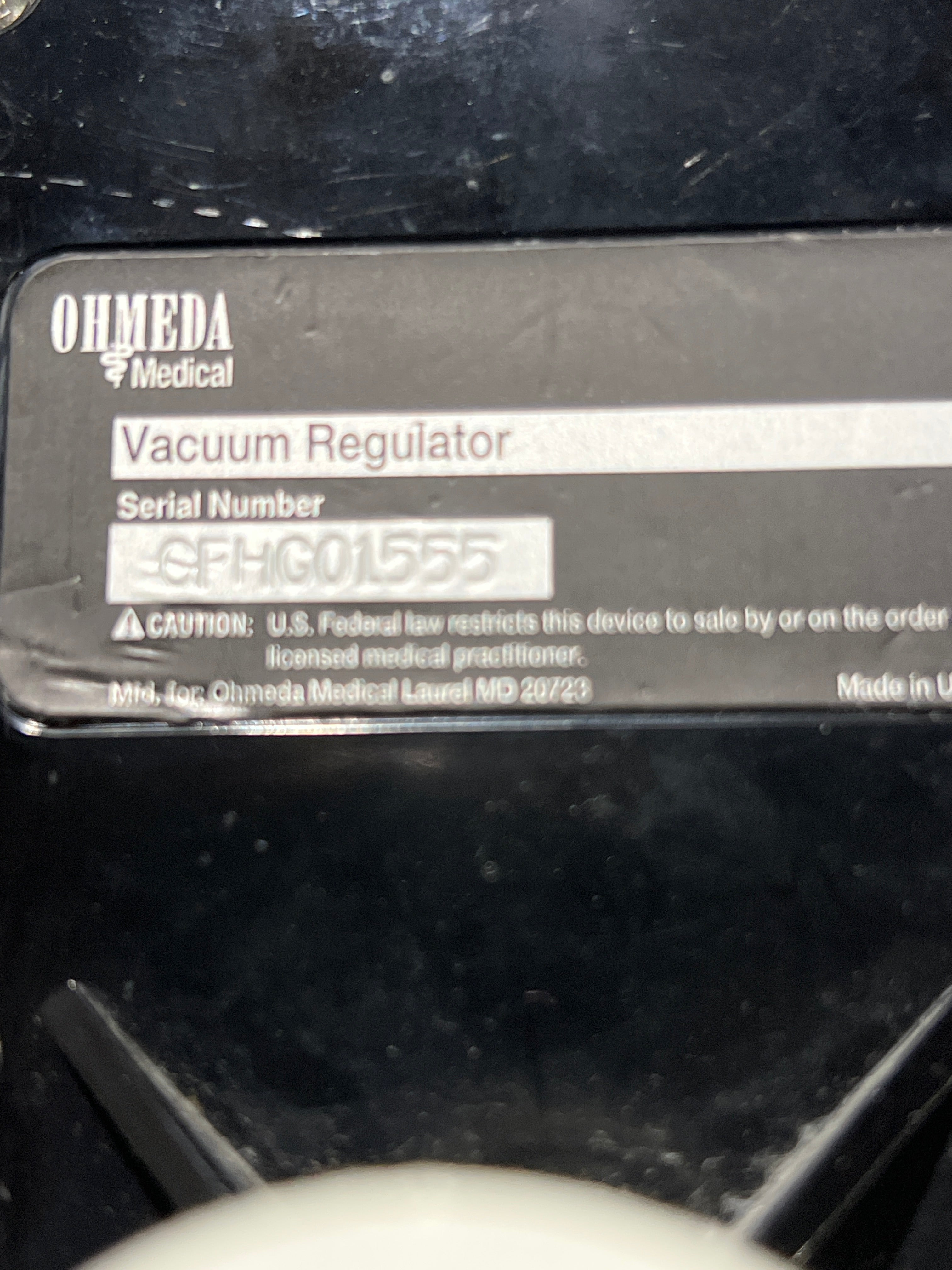 Ohmeda Medical Vacuum Regulator