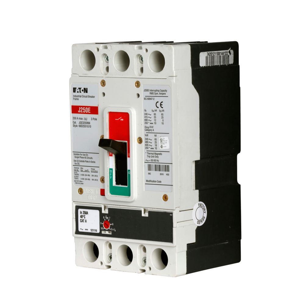 JGE3225FAG | Eaton Series G 225A 3-Pole Molded Case Circuit Breaker 600VAC