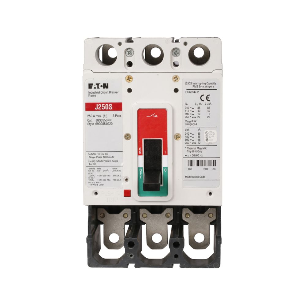 Eaton JGS3200FAG Series G 200A 3-Pole Molded Case Circuit Breaker 600V