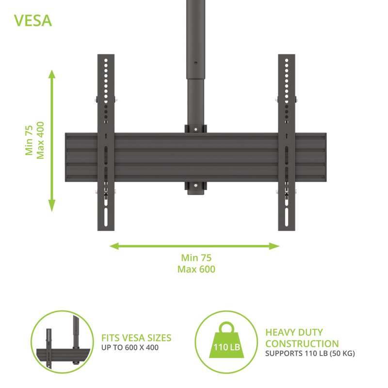 Kanto Outdoor Ceiling TV Mount for 37-inch to 70-inch TVs, Galvanized