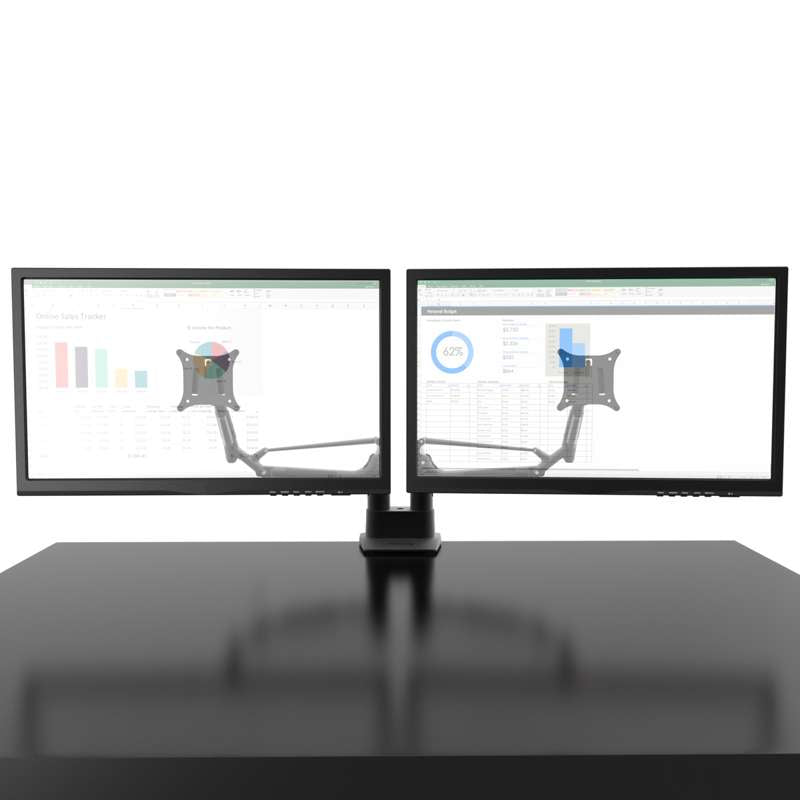 Kanto Dual-Monitor Gas Shock Desktop Mount for 17-inch to 32-inch Displays - Black