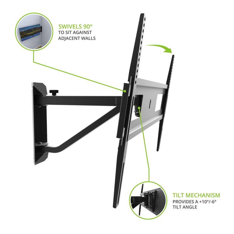 Kanto Telescoping Corner TV Mount for 40-inch to 60-inch TVs - Black