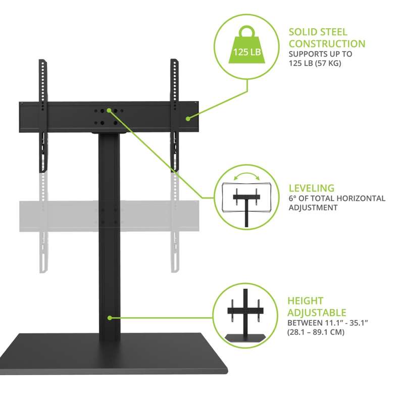 Kanto Height Adjustable and Swiveling Tabletop TV Stand for 40" - 90" TVs