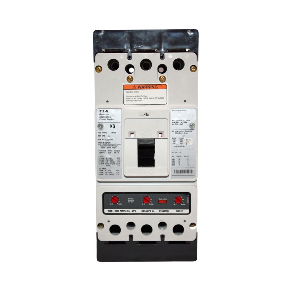 KG3400 | Eaton 400A K-Frame Engine Generator Molded Case Circuit Breaker 600VAC