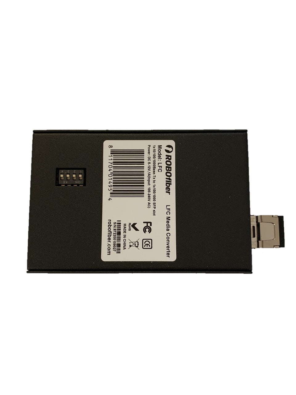LFC-100-SFP-WB120 Fast Ethernet to fiber media converter, BiDi 120Km reach, Tx:1550/Rx:1310nm, LC conn, LFP and DIP sw settings