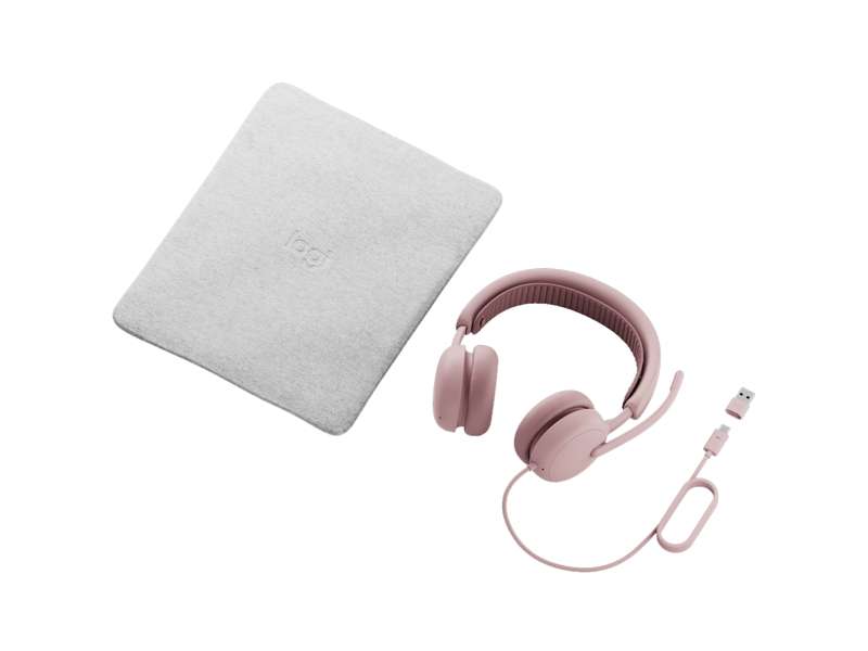 Logitech Zone Wired 2 for Business Wired USB headset - Teams version, Rose