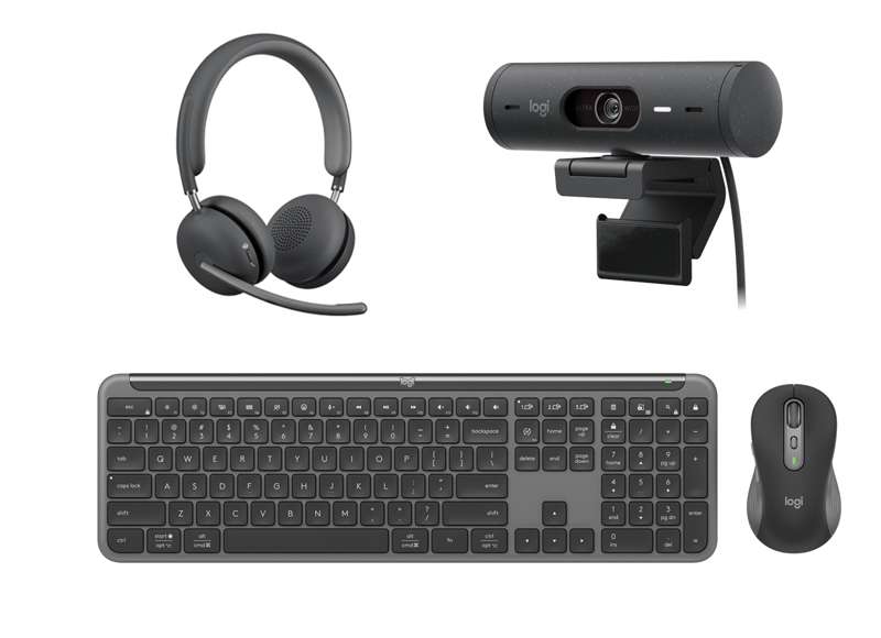 Logitech Advanced TEAMS Collaboration Bundle - MK955 Keyboard, Brio 505 Webcam & Zone Wireless 2 ES Headset