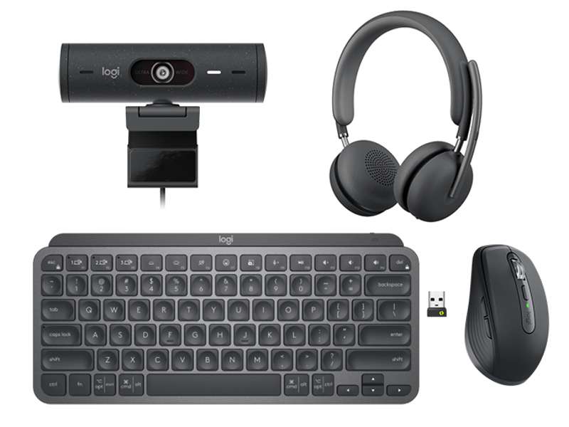 Logitech Mobile Bundle - MX Keys Mini Keyboard, MX Anywhere 3S Mouse, Brio 505 Webcam, & Zone Wireless 2 Headset - TEAMS Version
